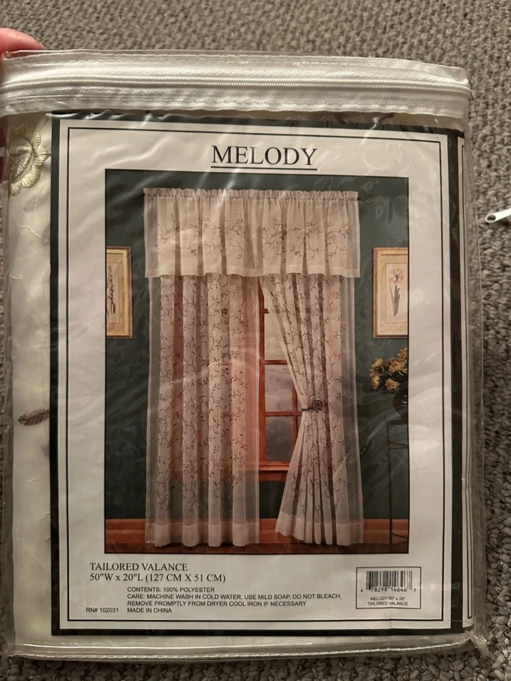 Melody Tailored Valances and Panels with Embroidered Floral Design - Beige Multi
